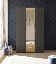 Kleiderschrank >Hanau< (BxHxT: 120x196x54 cm) in Graphit / Artisan Eiche