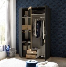 Kleiderschrank >Hanau< (BxHxT: 120x196x54 cm) in Graphit / Artisan Eiche