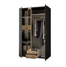 Kleiderschrank >Hanau< (BxHxT: 120x196x54 cm) in Graphit / Artisan Eiche
