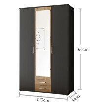 Kleiderschrank >Hanau< (BxHxT: 120x196x54 cm) in Graphit / Artisan Eiche