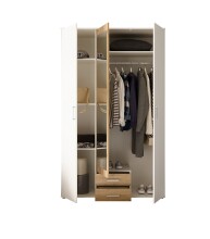 Kleiderschrank >Hanau< (BxHxT: 120x196x54 cm) in Weiß / Artisan Eiche