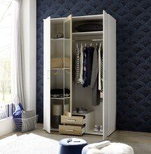 Kleiderschrank >Hanau< (BxHxT: 120x196x54 cm) in Weiß / Artisan Eiche