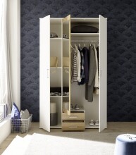 Kleiderschrank >Hanau< (BxHxT: 120x196x54 cm) in Weiß / Artisan Eiche