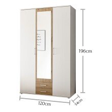 Kleiderschrank >Hanau< (BxHxT: 120x196x54 cm) in Weiß / Artisan Eiche