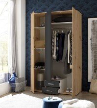 Kleiderschrank >Marburg< (BxHxT: 120x196x54 cm) in Artisan Eiche / Graphit