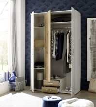 Kleiderschrank >Marburg< (BxHxT: 120x196x54 cm) in Weiß / Artisan Eiche
