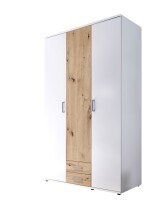 Kleiderschrank >Marburg< (BxHxT: 120x196x54 cm) in Weiß / Artisan Eiche