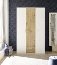 Kleiderschrank >Marburg< (BxHxT: 120x196x54 cm) in Weiß / Artisan Eiche