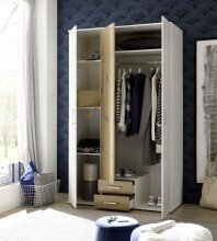 Kleiderschrank >Marburg< (BxHxT: 120x196x54 cm) in Weiß / Artisan Eiche