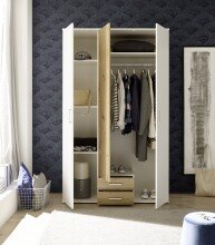 Kleiderschrank >Marburg< (BxHxT: 120x196x54 cm) in Weiß / Artisan Eiche
