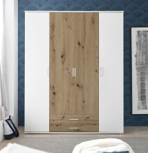Kleiderschrank >Marburg< (BxHxT: 160x196x54 cm) in Weiß / Artisan Eiche