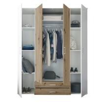Kleiderschrank >Marburg< (BxHxT: 160x196x54 cm) in Weiß / Artisan Eiche
