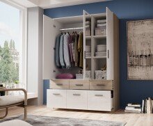 Kleiderschrank >Box< (BxHxT: 135x198x55 cm) in Sonoma Eiche / Weiß