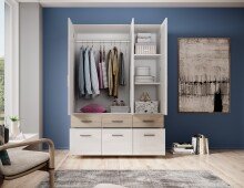 Kleiderschrank >Box< (BxHxT: 135x198x55 cm) in Sonoma Eiche / Weiß