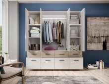 Kleiderschrank >Box< (BxHxT: 180x198x55 cm) in Sonoma Eiche / Weiß