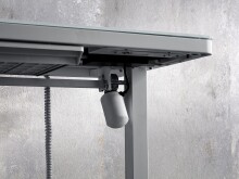Schreibtisch >LIFT4HOME< (mit 2 USB-Ports) in grau aus Glas - 120x72x60 (BxHxT)