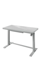 Schreibtisch >LIFT4HOME< (mit 2 USB-Ports) in grau aus Glas - 120x72x60 (BxHxT)