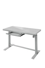 Schreibtisch >LIFT4HOME< (mit 2 USB-Ports) in grau aus Glas - 120x72x60 (BxHxT)