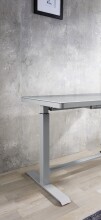 Schreibtisch >LIFT4HOME< (mit 2 USB-Ports) in grau aus Glas - 120x72x60 (BxHxT)