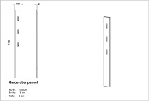 Garderobenpaneel >M-397< (BxHxT: 15x170x3 cm) in grau - 15x170x3 (BxHxT)