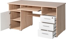 Schreibtisch >M-382< (BxHxT: 145x75x70 cm) in braun | weiss - 145x75x70 (BxHxT)