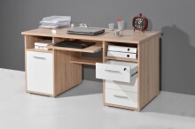 Schreibtisch >M-382< (BxHxT: 145x75x70 cm) in braun | weiss - 145x75x70 (BxHxT)