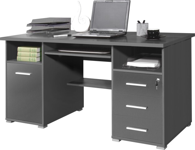 Schreibtisch >M-382< (BxHxT: 145x75x70 cm) in schwarz | anthrazit