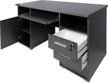 Schreibtisch >M-382< (BxHxT: 145x75x70 cm) in schwarz | anthrazit