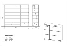 Sideboard >M-402< (BxHxT: 134x120x36 cm) in weiss - 134x120x36cm (BxHxT)