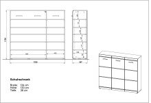 Sideboard >M-402< (BxHxT: 134x120x36 cm) in weiss - 134x120x36cm (BxHxT)