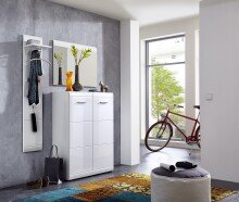 Garderobenspiegel >M-402< (BxHxT: 89x63x3 cm) in weiss - 89x63x3cm (BxHxT)