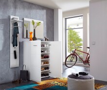 Garderobenpaneel >M-402< (BxHxT: 30x152x23 cm) in weiss - 30x152x23 (BxHxT)