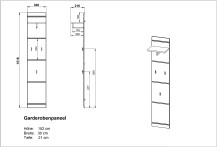 Garderobenpaneel >M-402< (BxHxT: 30x152x23 cm) in weiss - 30x152x23 (BxHxT)