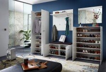 Garderobenpaneel >M-402< (BxHxT: 96x90x30 cm) in weiss - 96x90x30 (BxHxT)
