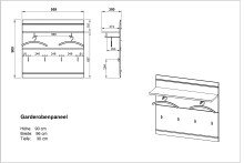 Garderobenpaneel >M-402< (BxHxT: 96x90x30 cm) in weiss - 96x90x30 (BxHxT)