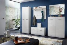 Garderobenschrank >M-402< (BxHxT: 59x197x37 cm) in weiss - 59x197x37cm (BxHxT)