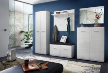 Garderobenschrank >M-402< (BxHxT: 59x197x37 cm) in weiss - 59x197x37cm (BxHxT)