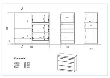 Kommode >M-402< (BxHxT: 96x86x40 cm) in weiss - 96x86x40cm (BxHxT)