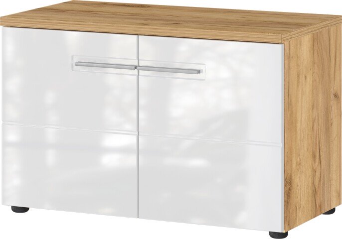 Schuhbank >M-389< (BxHxT: 75x50x41 cm) in braun | weiss - 75x50x41cm (BxHxT)