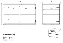 Schuhbank >M-389< (BxHxT: 75x50x41 cm) in braun | weiss - 75x50x41cm (BxHxT)