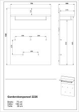 Garderobenpaneel >M-389< (BxHxT: 75x106x30 cm) in braun - 75x106x30cm (BxHxT)