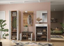 Garderobenschrank >M-389< (BxHxT: 60x198x41 cm) in braun | weiss