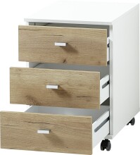 Rollcontainer >M-412< (BxHxT: 40x57x49 cm) in weiss | braun - 40x57x49cm (BxHxT)