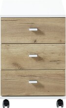 Rollcontainer >M-412< (BxHxT: 40x57x49 cm) in weiss | braun - 40x57x49cm (BxHxT)