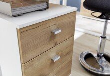 Rollcontainer >M-412< (BxHxT: 40x57x49 cm) in weiss | braun - 40x57x49cm (BxHxT)