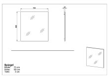 Garderobenspiegel >M-392< (BxHxT: 74x80x3 cm) in braun - 74x80x3cm (BxHxT)