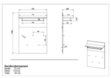 Garderobenpaneel >M-392< (BxHxT: 75x110x30 cm) in braun - 75x110x30cm (BxHxT)