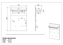 Garderobenpaneel >M-392< (BxHxT: 75x110x30 cm) in braun - 75x110x30cm (BxHxT)