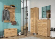 Garderobenschrank >M-392< (BxHxT: 59x199x34 cm) in braun - 59x199x34cm (BxHxT)