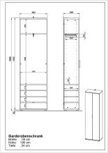 Garderobenschrank >M-392< (BxHxT: 59x199x34 cm) in braun - 59x199x34cm (BxHxT)